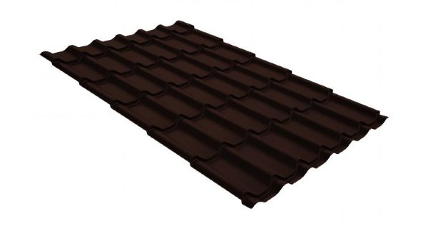 Металлочерепица классик GL 0,5 GreenCoat Pural Matt RR 887 шоколадно-коричневый (RAL 8017 шоколад) купить в Армавире