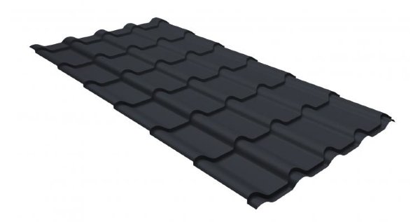 Металлочерепица камея GL 0,5 GreenCoat Pural RR 23 темно-серый (RAL 7024 мокрый асфальт) купить в Армавире