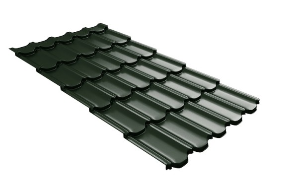 Металлочерепица квинта плюс с 3D резом 0,5 GreenСoat Pural Matt RR 11 темно-зеленый (RAL 6020 хромовая зелень) купить в Армавире