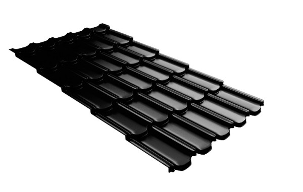 Металлочерепица квинта плюс с 3D резом 0,5 GreenСoat Pural Matt RR 33 черный (RAL 9005 черный) купить в Армавире