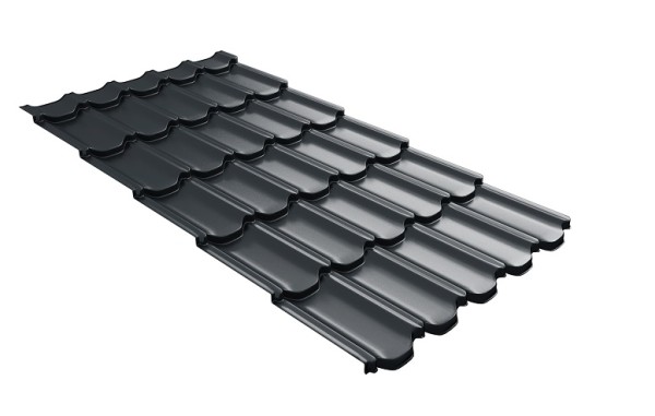 Металлочерепица квинта плюс с 3D резом 0,5 Satin RAL 7016 антрацитово-серый купить в Армавире