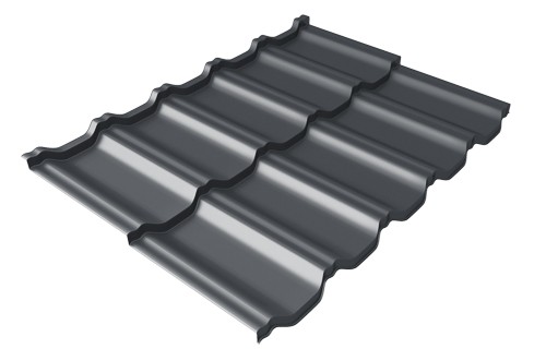 Металлочерепица модульная Квинта Uno Grand Line c 3D резом 0,5 Velur RAL 7024 мокрый асфальт купить в Армавире