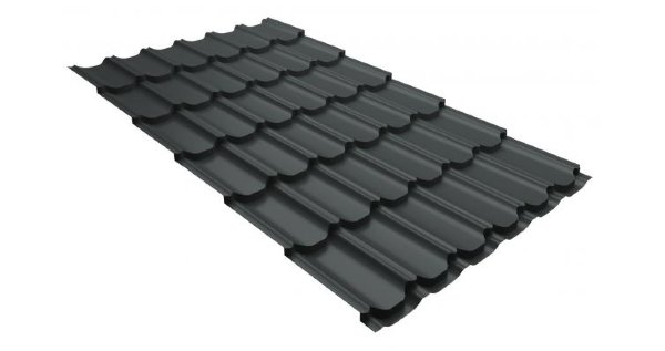 Металлочерепица квинта плюс 0,5 GreenCoat Pural RR 23 темно-серый (RAL 7024 мокрый асфальт) купить в Армавире
